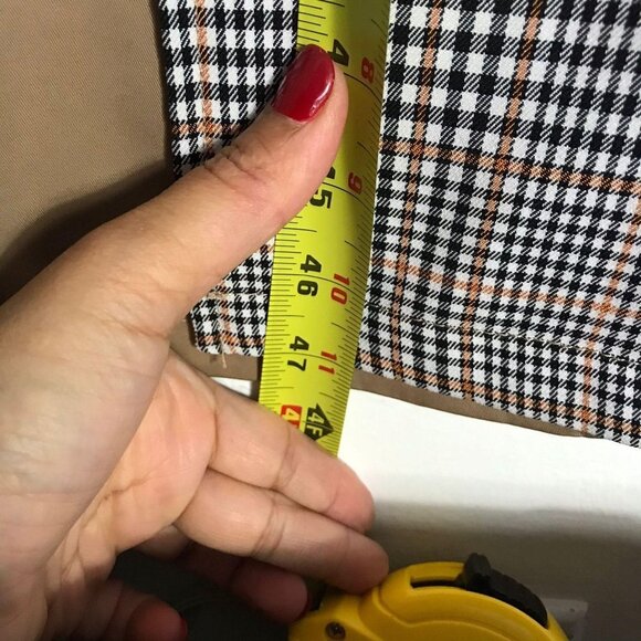 Miss Guided Brown Checkered Long Coat Size 10 - Picture 12 of 12